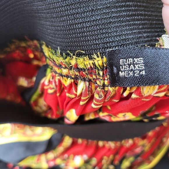 Zara Satin Scarf Print Handkerchief Hem Midi Skirt, women's size XS - Picture 9 of 9